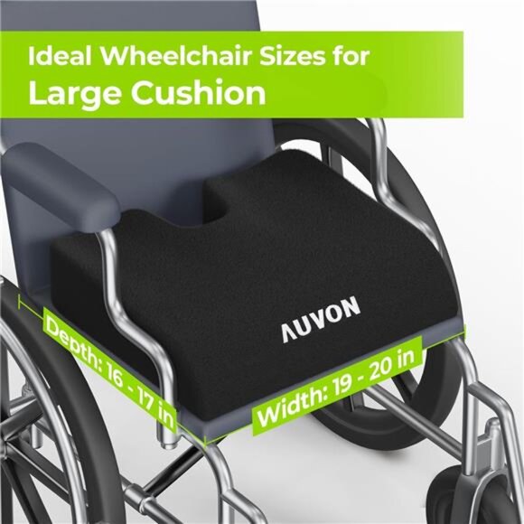 Wheelchair Cushion Memory Foam Seat Pad Tailbone Coccyx Back Pain Relief 20x16x4 - Picture 2 of 7